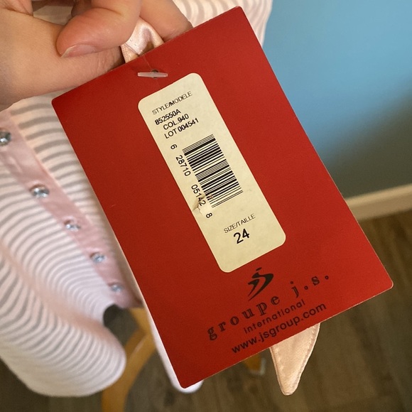 NWT JS collection sheer blush pick rhinestone button down satin collar & cuff 24 - Picture 5 of 9